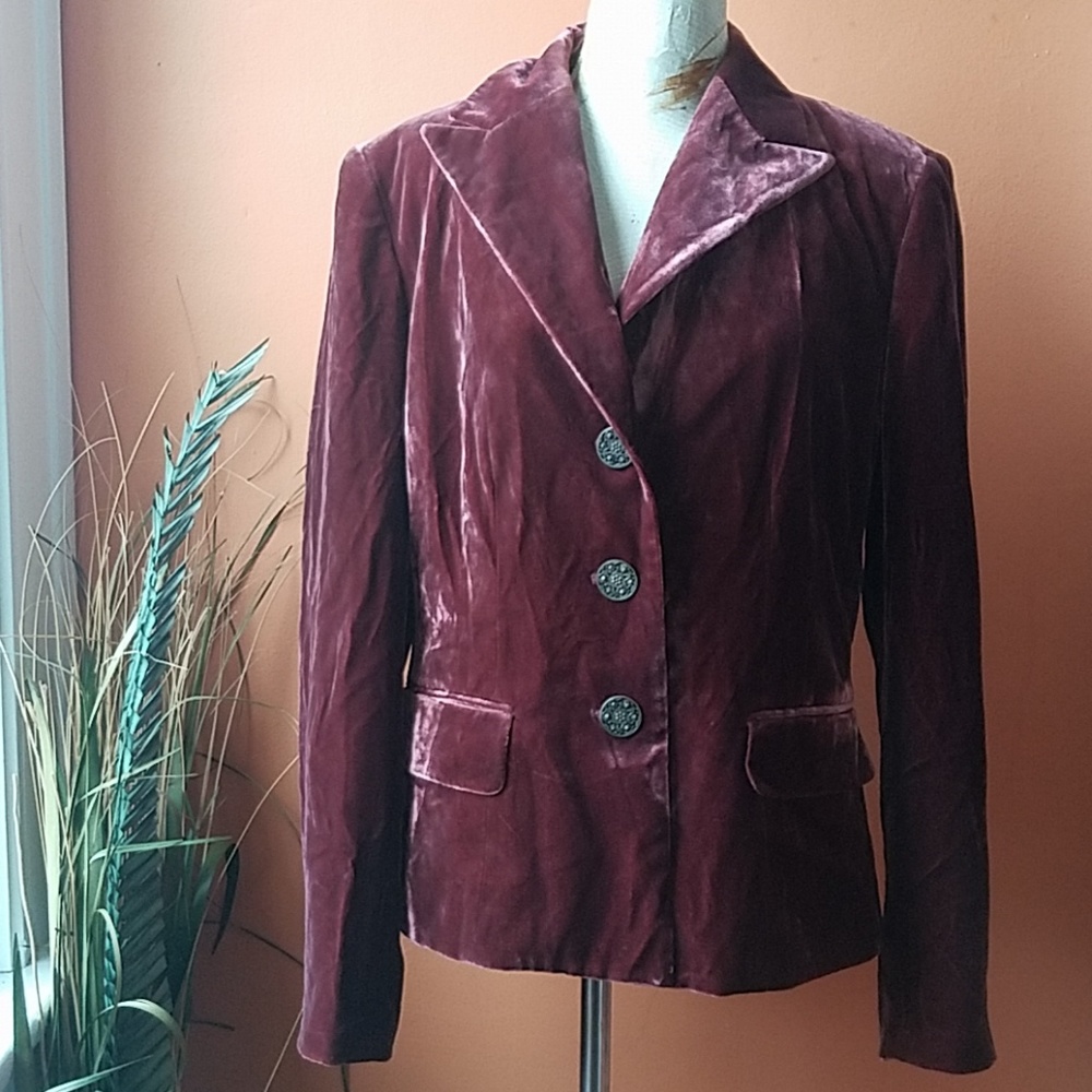 Wine Velvet Kasper Blazer 10